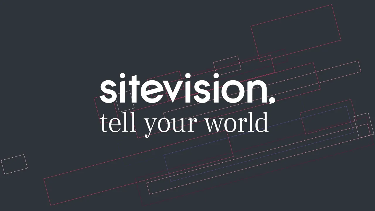Sitevisions logotyp tillsammans med texten "Tell your world"